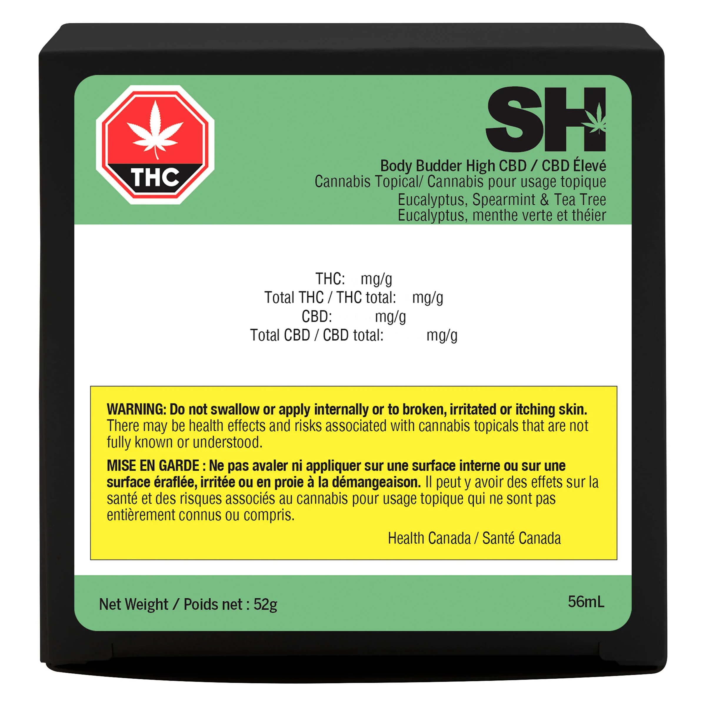 Body Budder High CBD - Eucalyptus menthe verte et arbre à th - Image 2