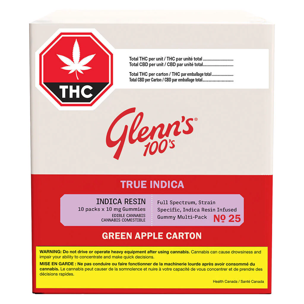 N° 25 Glenn’s 100’s Vraie résine indica Green Apple Carton - Image 3