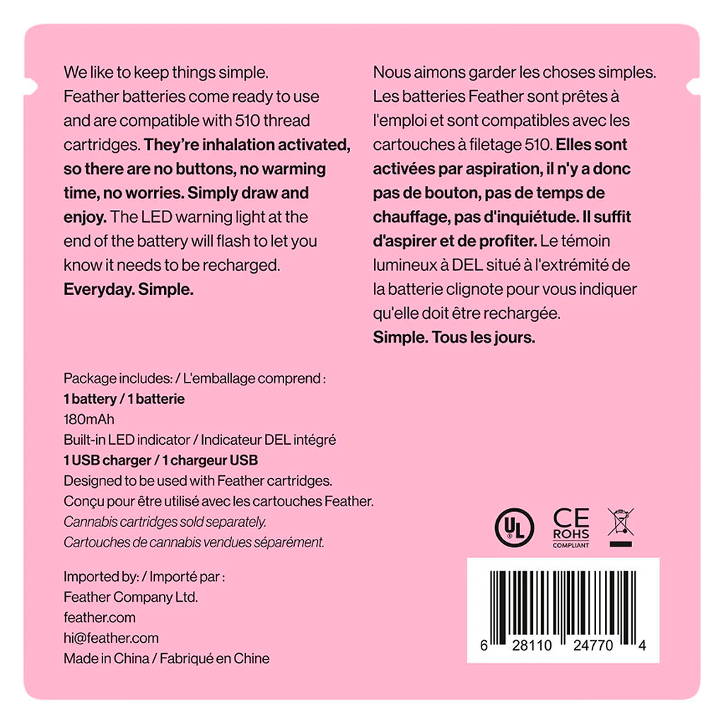 Pink 510 Thread Vape Battery and Charger - Image 3