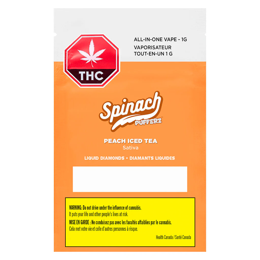 Pufferz Peach Iced Tea All-in-One Liquid Diamonds Vape - Image 2