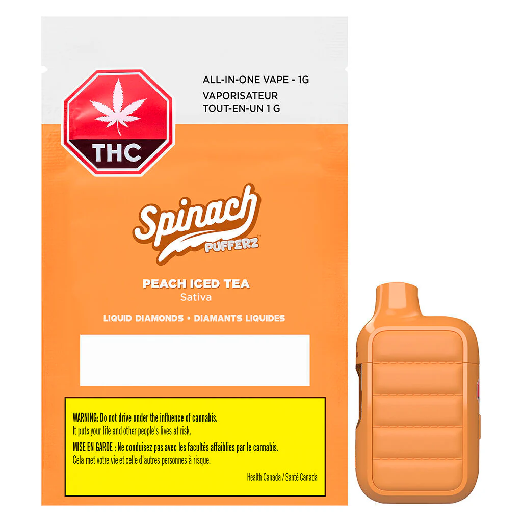 Pufferz Peach Iced Tea All-in-One Liquid Diamonds Vape - Image 4
