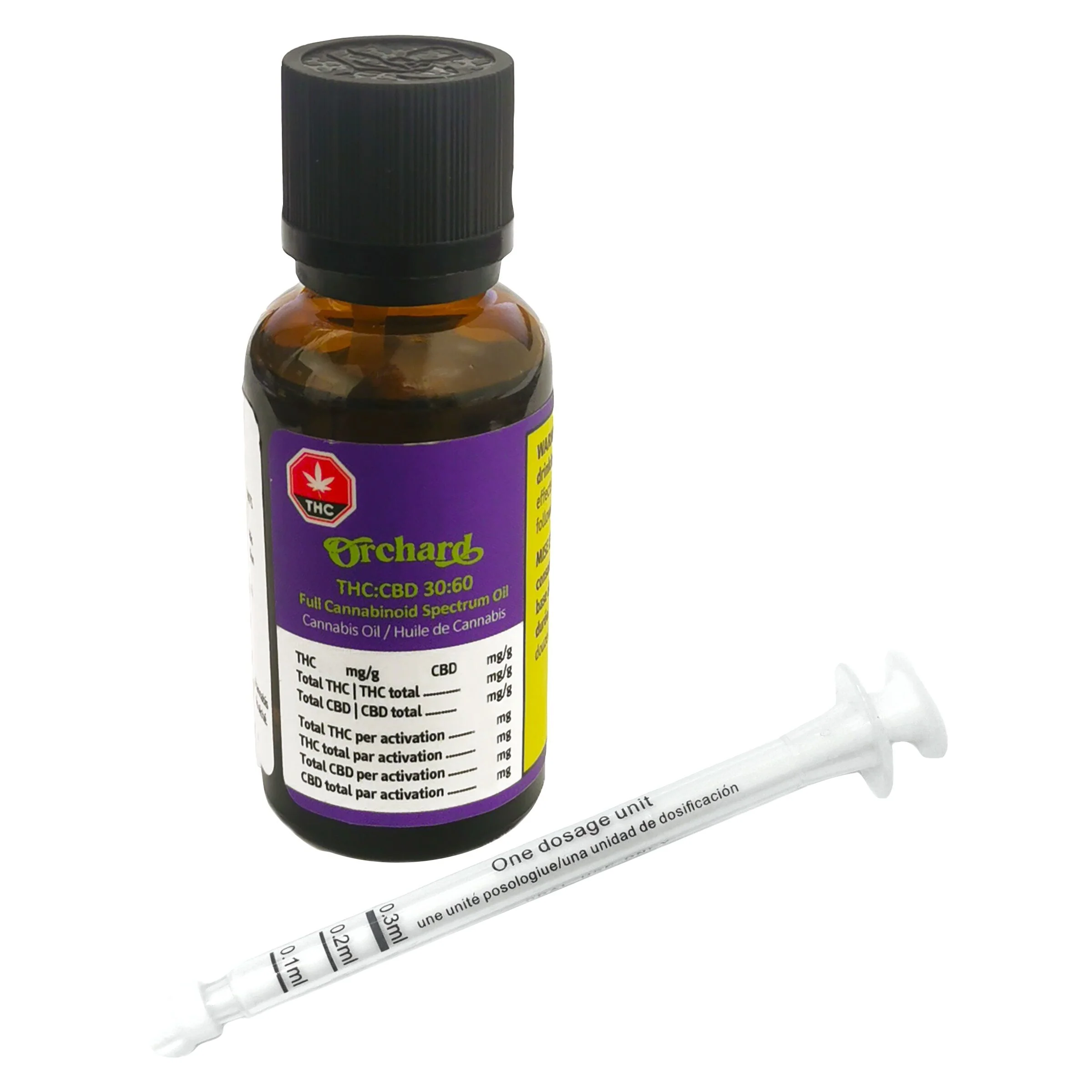 Huile à spectre complet de cannabinoïdes THC:CBD 30:60
