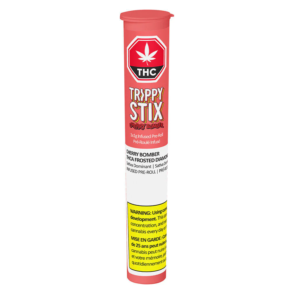 Préroulé Trippy Stix infusé Cherry Bomber givré de THCa - Image 2