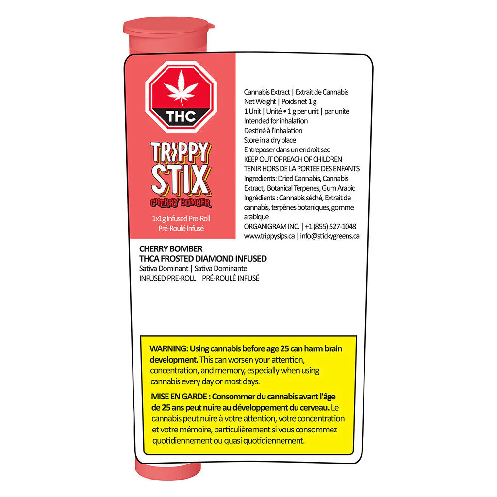 Préroulé Trippy Stix infusé Cherry Bomber givré de THCa - Image 3